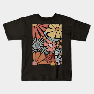 Colorful Summer Groovy Floral Kids T-Shirt